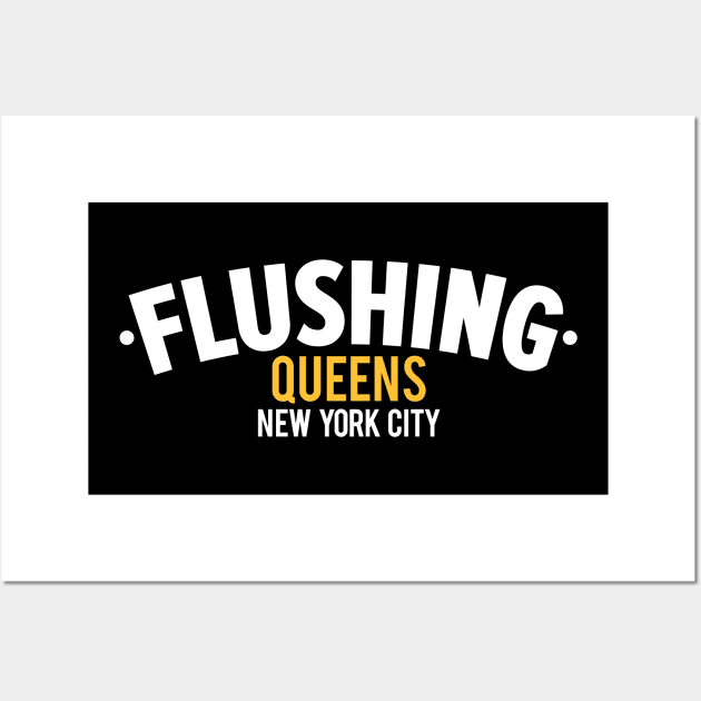 Flushing Queens Logo - A Minimalist Ode to Borough's Vibrant Heart Wall Art by Boogosh